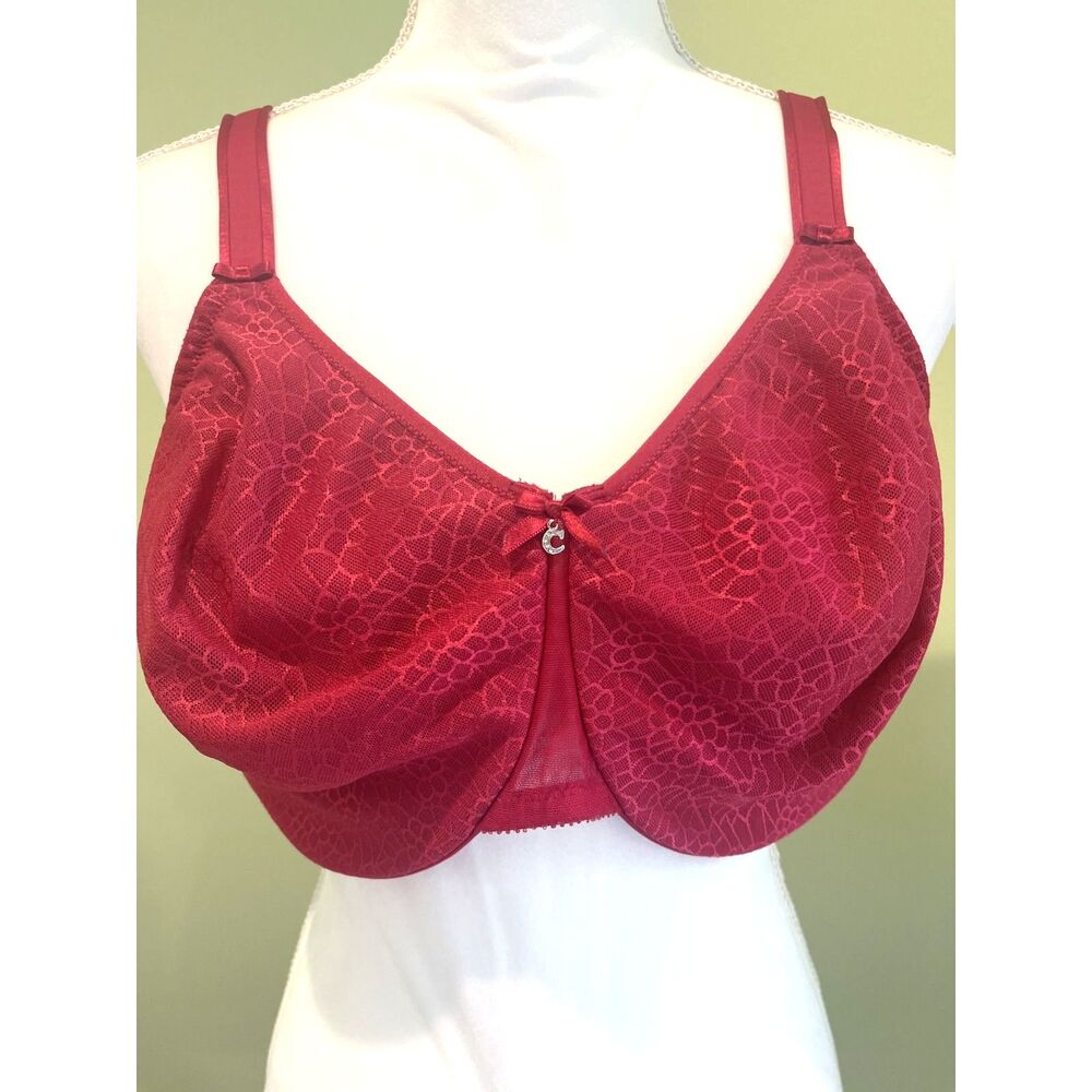 Chantelle Bra 42 F (DDD) Red Full Coverage Underwire Magnifique Minimizer Plus S